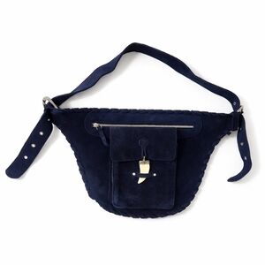 Anthropologie RAJ Blue Suede Fanny Bag  Boho Waist Bag Adjustable